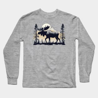 Wildwood Wanderer - A Moose in the Mountains Long Sleeve T-Shirt